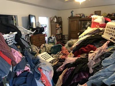 Hoarder house in the bedroom